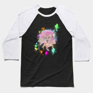 Colorful Rainbow Tribal Lion Artwork Baseball T-Shirt